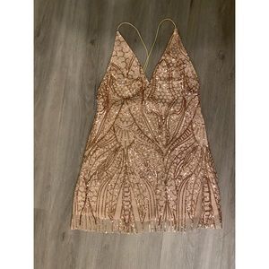 Love Triangle sequin embellished cami dress in rose gold (US 12, UK 16)